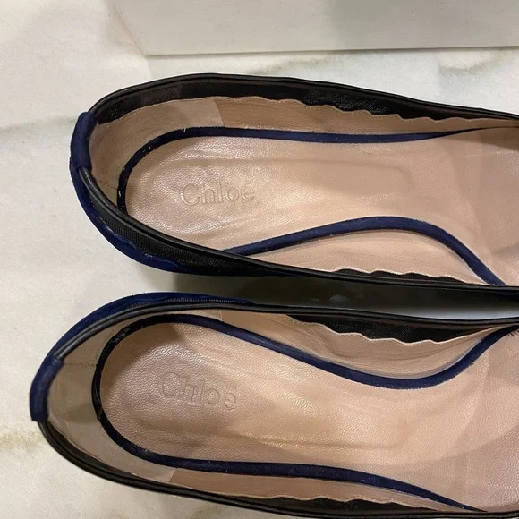 Chloe Heels size 40 Navy Suede Black Mesh - Picture 4 of 16